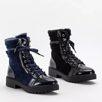 OUTLET Black women's boots partially lacquered Ginoko - Footwear