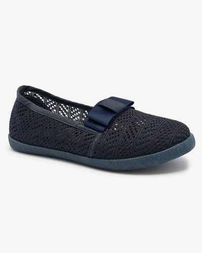 Girls' bow sneakers in navy blue color Lolisa - Footwear