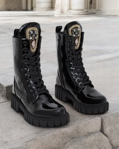 Royalfashion Women's Operre lace-up boots