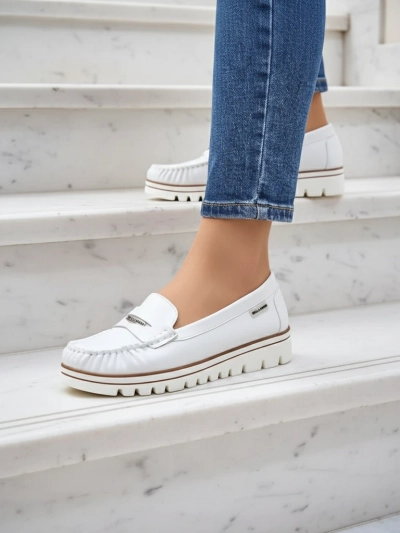 White Eleganza Moccasins from the Spring Collection