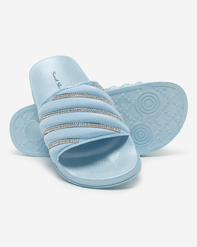 Blue women's flip-flops with zircons Erikis - Footwear