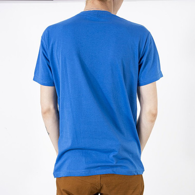 Men's cobalt cotton t-shirt with print - Clothing