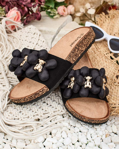 Royalfashion Sieviešu čības ar zelta lācīšiem un ziediem Isaralle