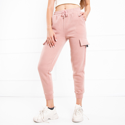 Pink women's insulated cargo sweatpants - Clothing