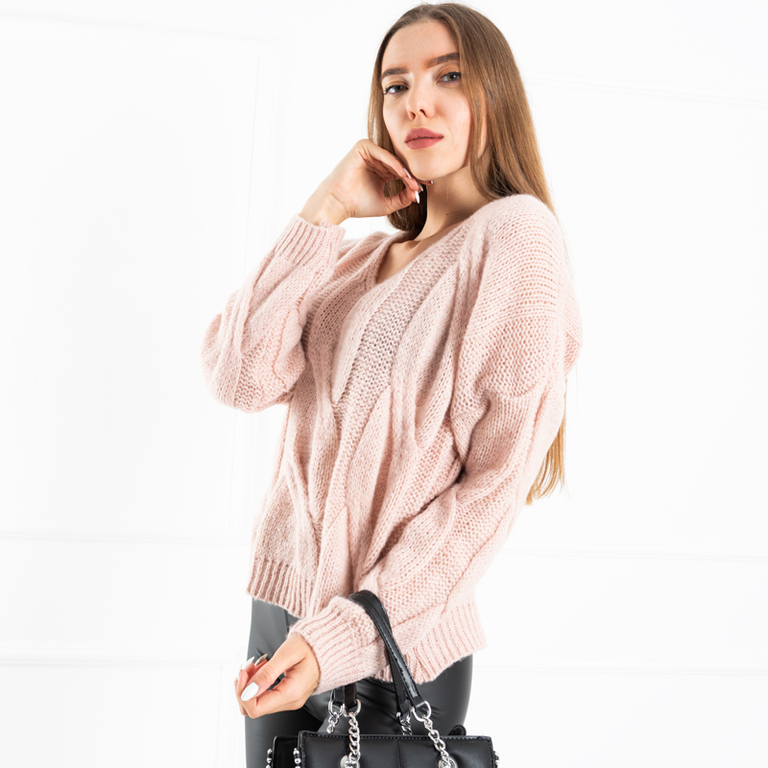 Light pink women's sweater - Clothing