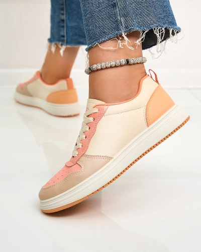 Royalfashion Beige and orange Colorburst Classics sports shoes