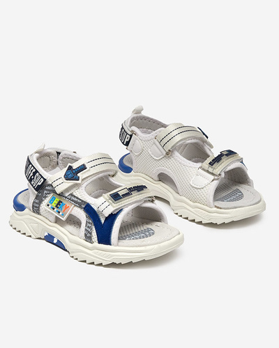 Children's white and navy blue sandals fastened with Ceteris Velcro - Shoes