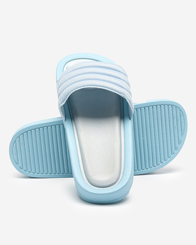 Women's striped slippers in blue Lenira color - Footwear