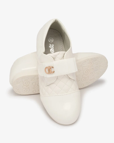 Girls' quilted eco leather half shoes in white Werme- Footwear