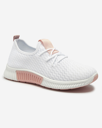 White women's sports shoes with pink inserts Kedeti - Footwear