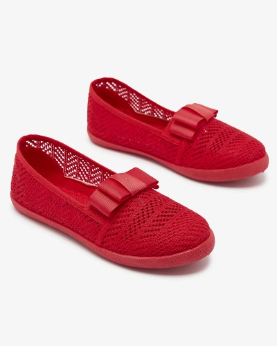 Girls' bow sneakers in red color Lolisa - Footwear