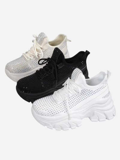 Royalfashion Women's sporty sneakers with rhinestones Blysco