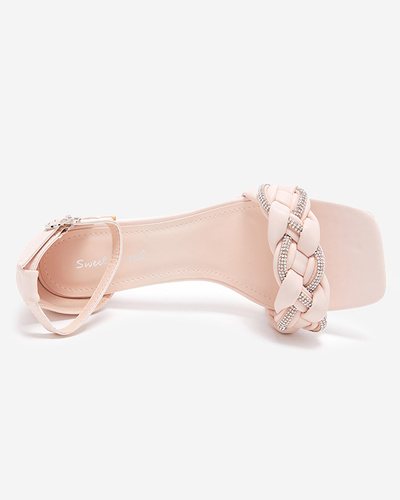 Beige and pink women's sandals on the post Marienka - Shoes