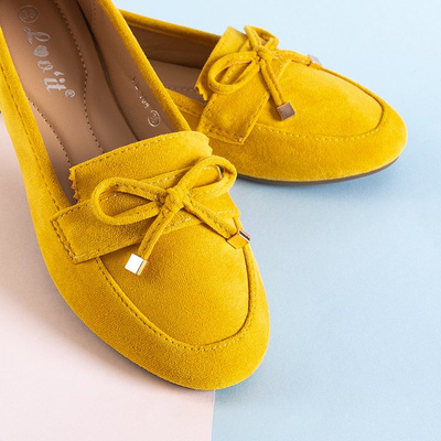 Yellow women's moccasins with a bow Gasioa - Shoes