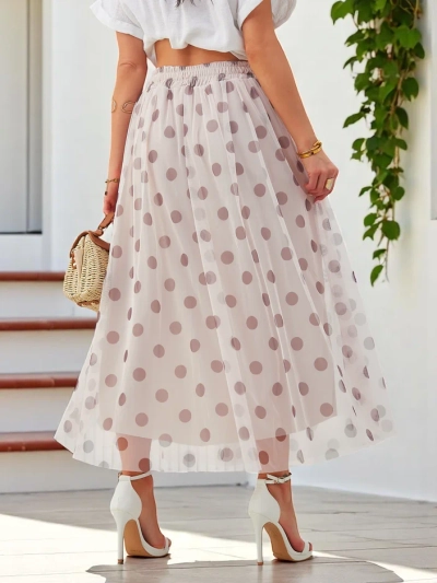 Юбка средней длины из вискозы с тулью в горошек Royalfashion