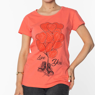 Women's Coral Print T-Shirt - Clothing