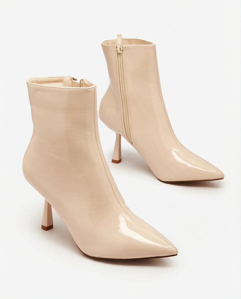 Royalfashion Beige lacquered women's Elegant Classy stiletto heeled boots
