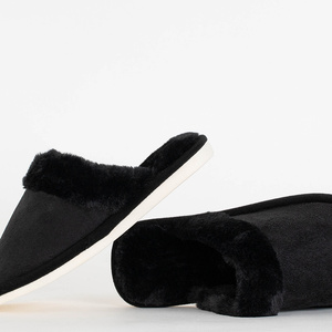 Black furry women's slippers Poppie - Footwear