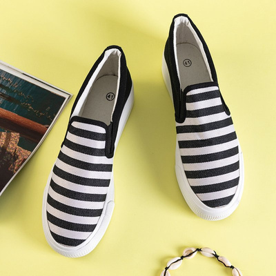 Black women's slip on sneakers with stripes Apollonia - Footwear