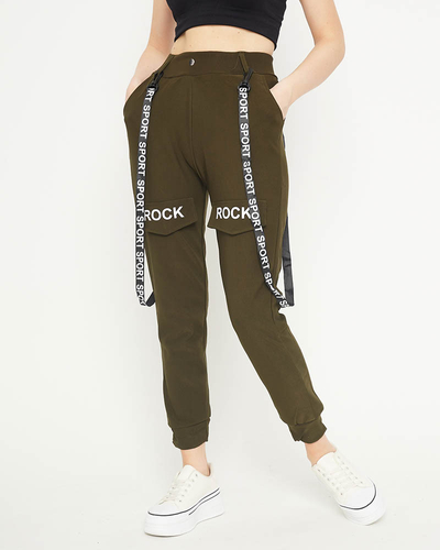 Tumši zaļas sieviešu kravas bikses ar bikšturiem - Apģērbs