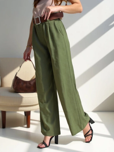 Royalfashion Wide women's pants with a belt