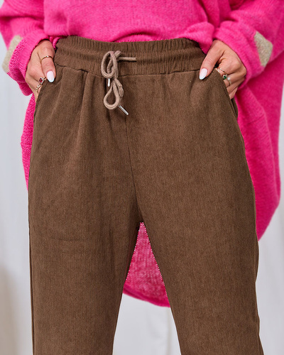 Royalfashion Brown women's corduroy fabric pants