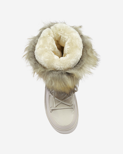 Bēšas krāsas sieviešu sniega zābaki ar kažokādu Lilitsa- Footwear