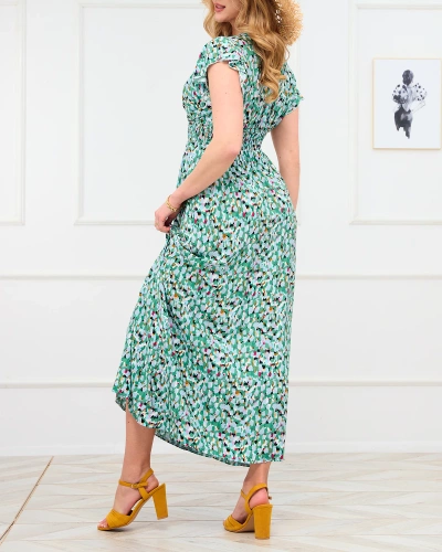 Women's green patterned midi dress - Clothing