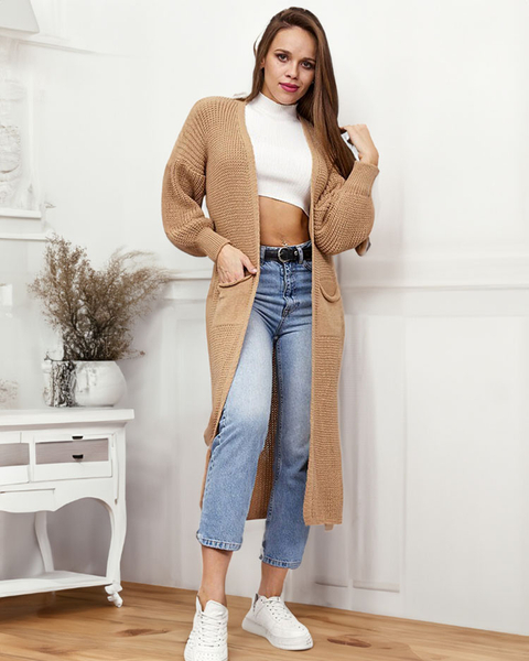 Royalfashion Светло-коричневый женский свитер-покрывало