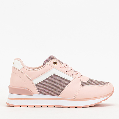 Pink women's sports sneakers with glitter Berilan - Footwear