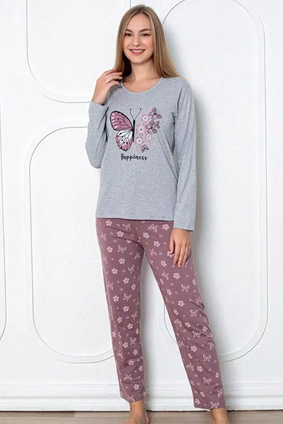 Royalfashion Women's 2-piece butterfly print cotton pajamas