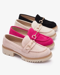 Fuchsia openwork women's moccasins with chain Imerila - Footwear