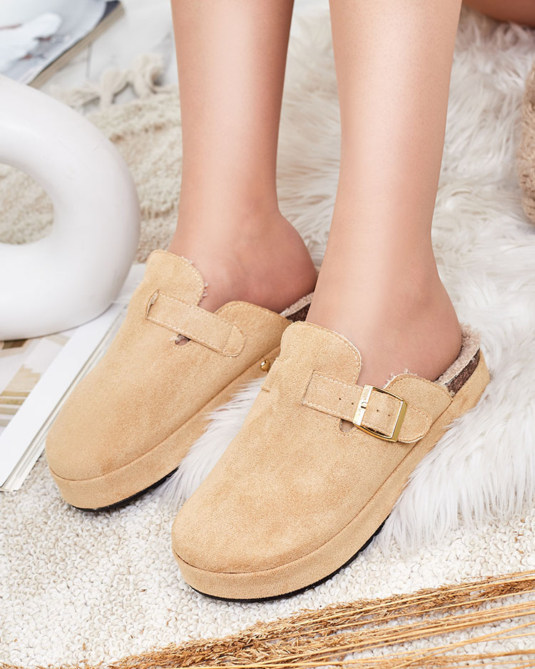 Royalfashion Women's slippers with sheepskin and buckle Kajis