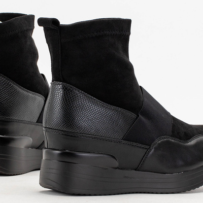 Black women's slip-on boots with embossing Keleda - Footwear