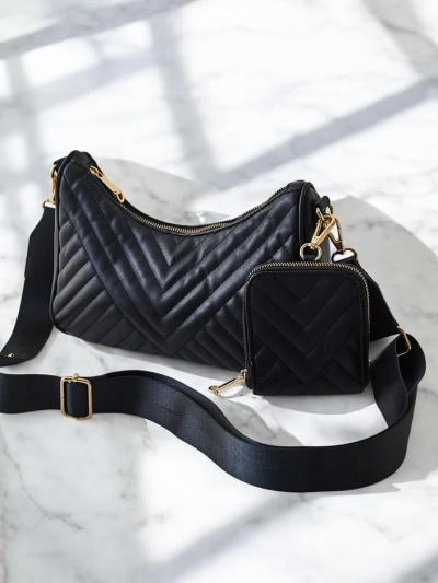 Royalfashion Maza sieviešu quilted rokassoma ar maku