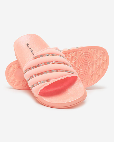 Bright pink women's flip-flops with zircons Erikis - Footwear