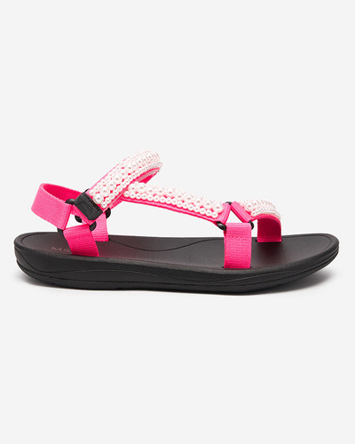 Neon pink women's sports sandals with Dotiss pearls- Footwear