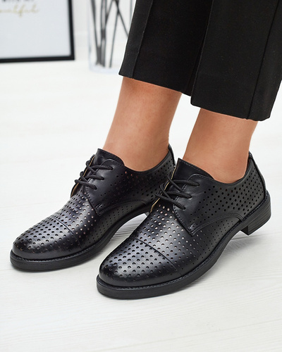 Openwork black women's eco leather half shoes Azedvo- Footwear