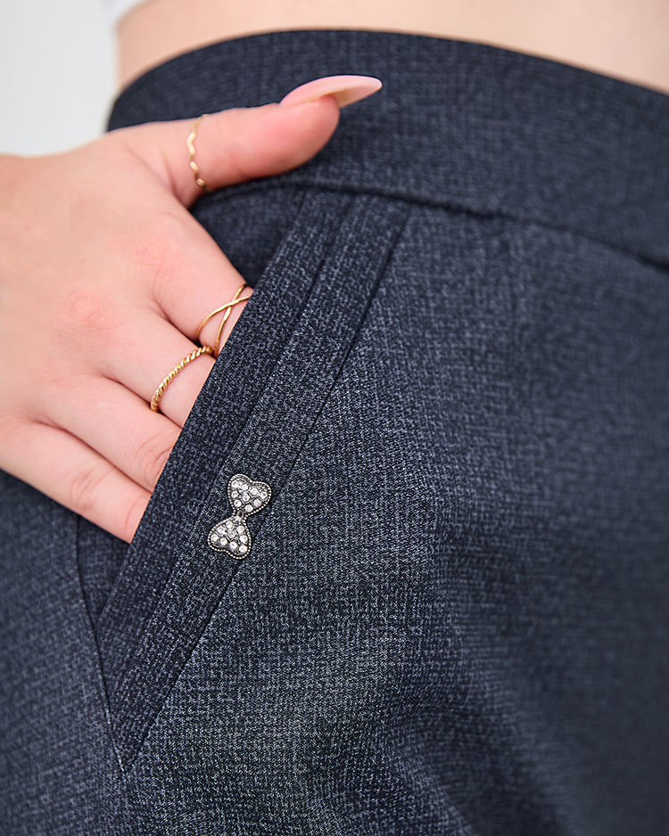 Royalfashion Patterned navy blue women's teggings pants PLUS SIZE