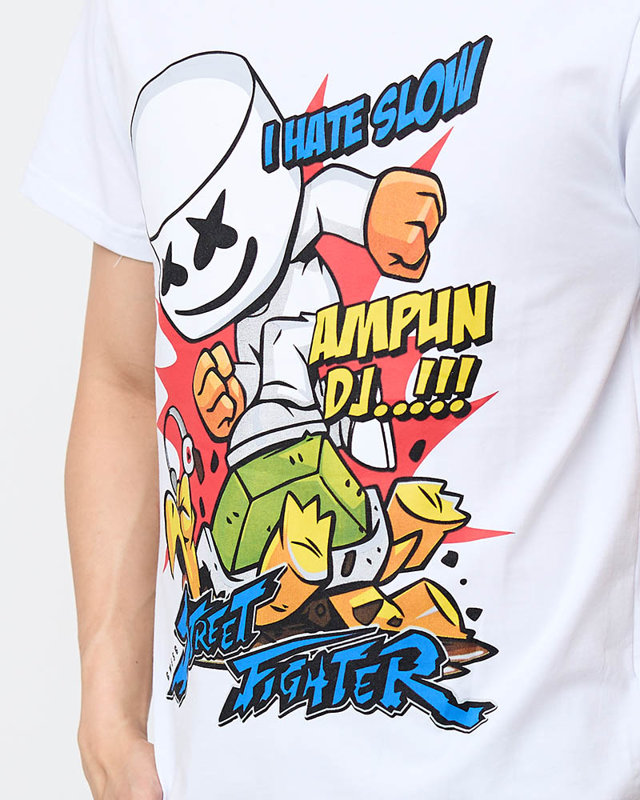 Men's white printed T-shirt - Clothing