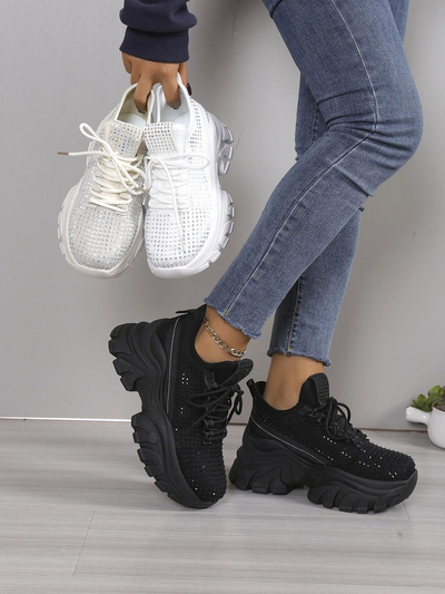 Royalfashion Women's sporty sneakers with rhinestones Blysco