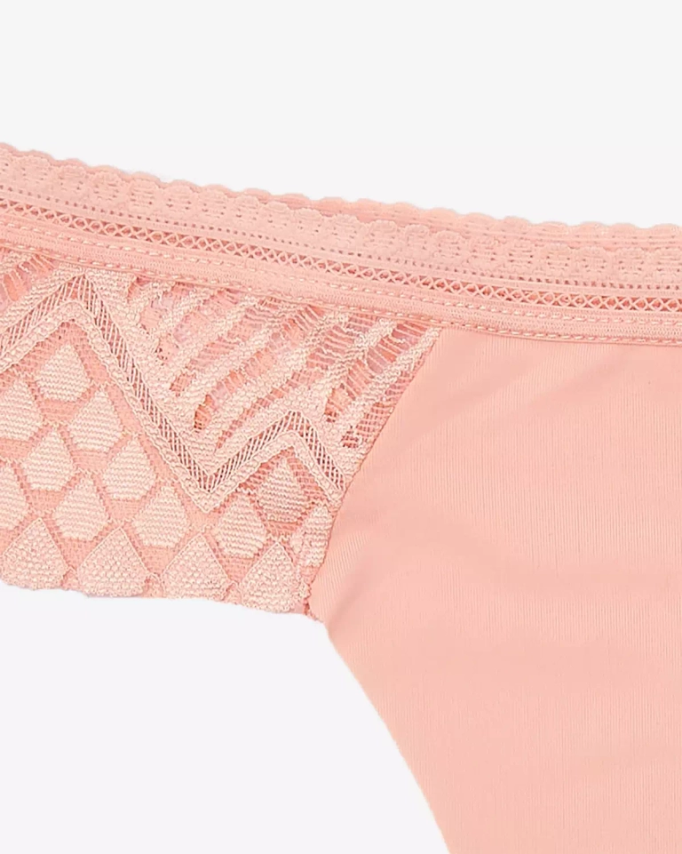 Коралловые женские трусики стринги с кружевом - Нижнее белье