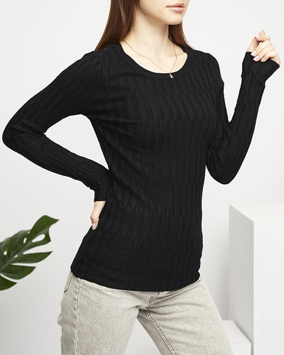 Women's black ribbed sweater - Clothing