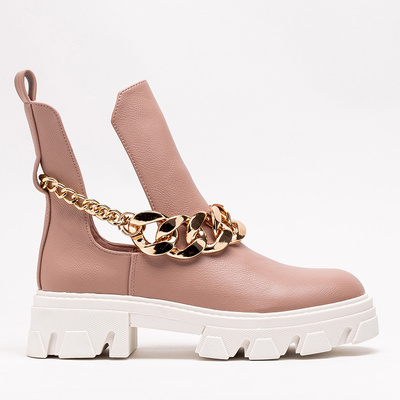 Pink women's boots with chain Tenkay - Footwear