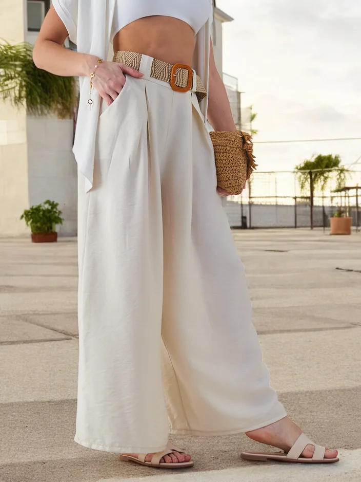 Royalfashion Women's Woven Wide Trousers