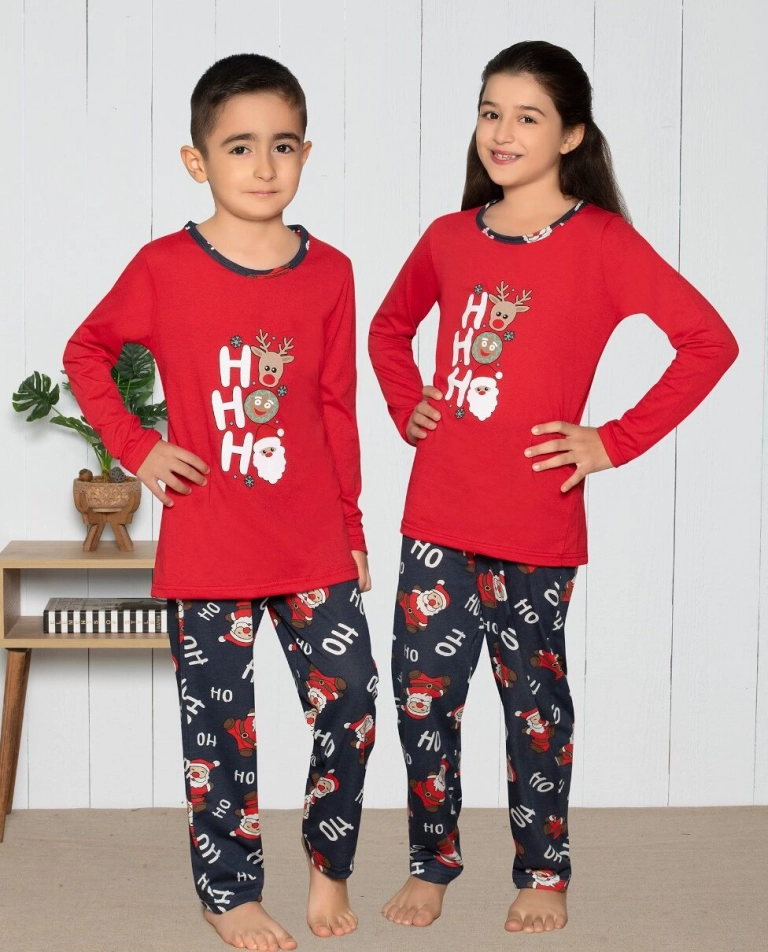 Ķēniša modes Ziemassvētku bērnu pidžāmas ar apdruku
