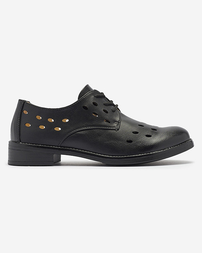 Women's openwork eco leather half shoes in black Selofso- Footwear