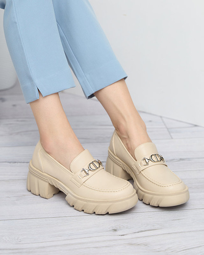 Beige women's shoes on a massive Terima sole - Footwear