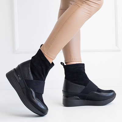 Black women's slip-on boots with embossing Keleda - Footwear