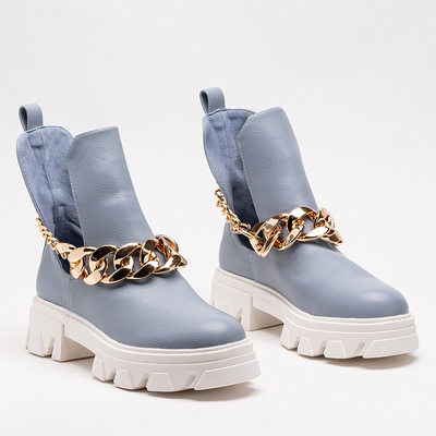 Blue women's boots with chain Tenkay - Footwear